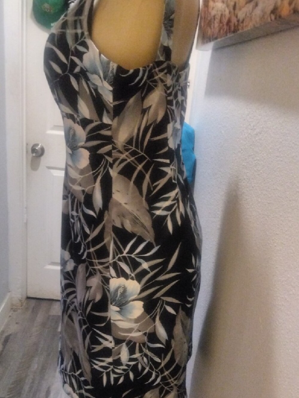 connected apparel Black Floral Sheath Dress with Black Blue Blooms - Picture 5 of 10